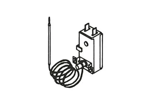 Regelthermostat mit Zubehör, abgebildet ist das Gerät mit einer angeschlossenen Spiralsonde, hergestellt von der Marke Roth.
